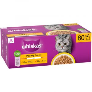Whiskas Adult 1+ Poultry Feasts in Jelly Pouches 85g x 80